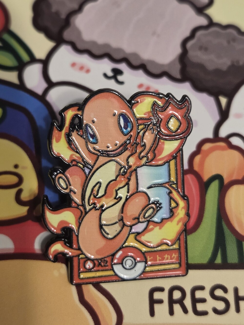 Charmander Flame Enamel Pin - Orange Collector Badge
